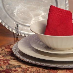 Mexican Pewter Spiral Design Charger Decor Plates Set of 4 Plates